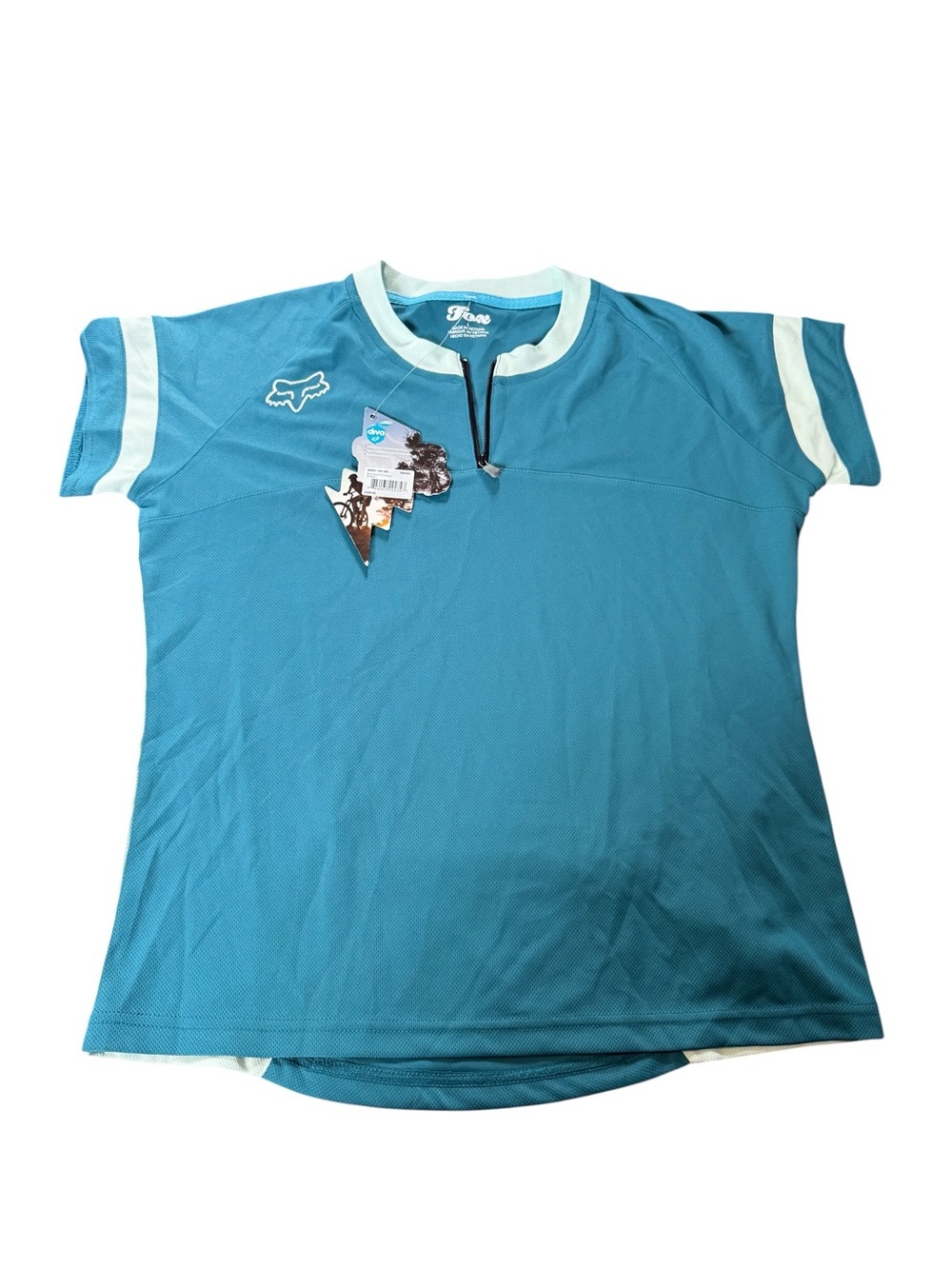 NWTS Fox Racing Womens Teal Short Sleeve Dirt Bike Top, sz L